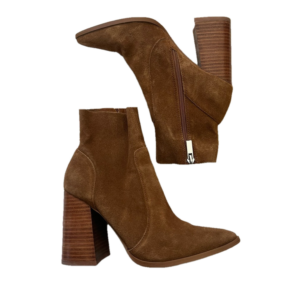 steve madden julina tan suede booties